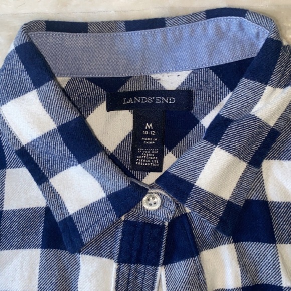 Lands’ End Blue and White Plaid Women’s Button Up Long Sleeve Size Medium(10-12) - Picture 4 of 7
